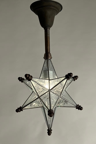 Needle Etched Moravian Star Pendant Light